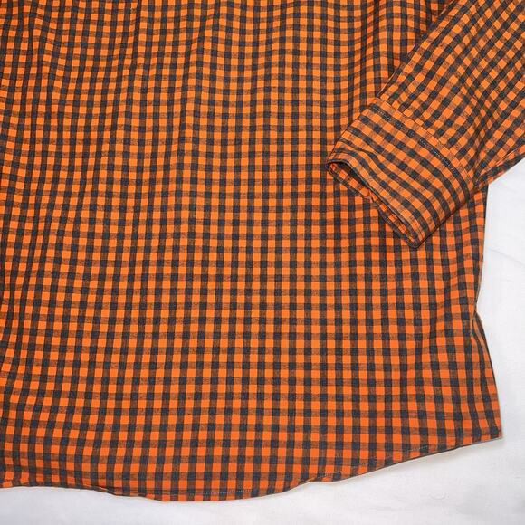 UNTUCKit Shirt Mens Size XL Blue Orange Gingham Button Long Sleeve Preppy Casual - Picture 11 of 11